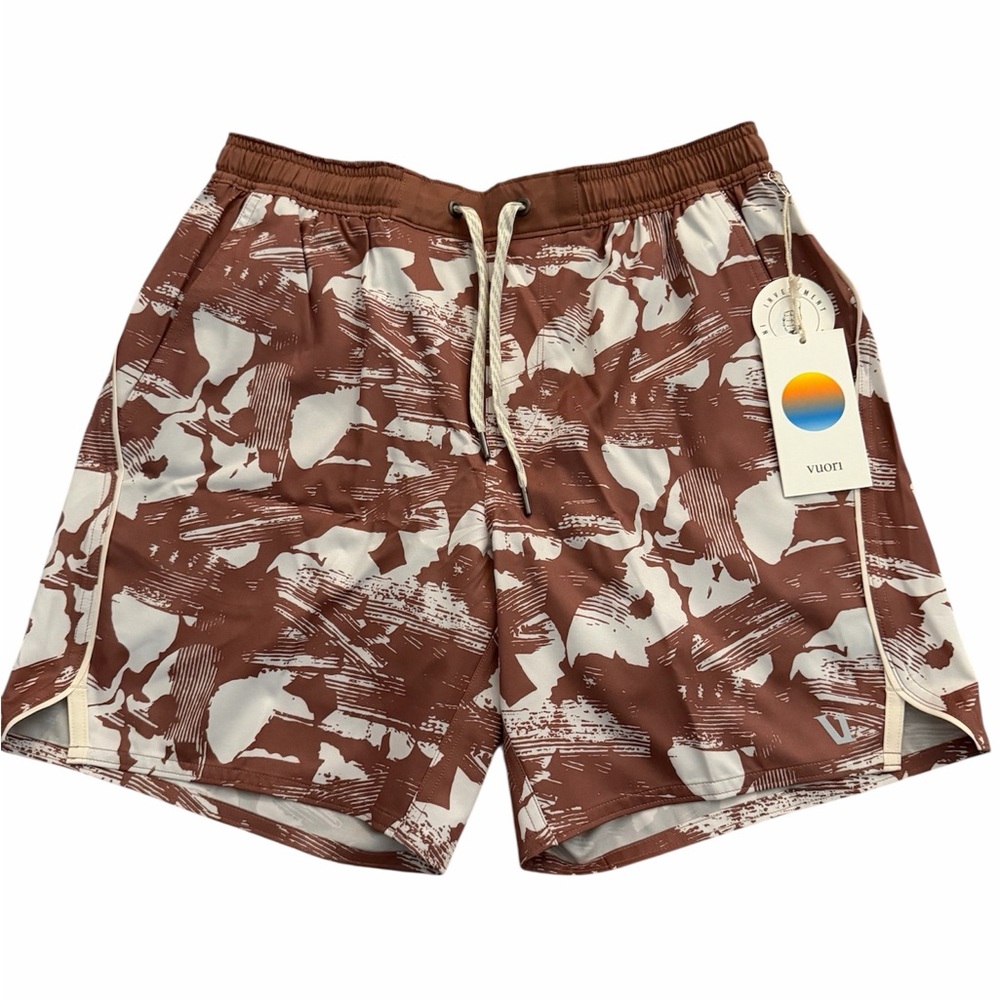 Vuori Men's Abstract Brown and White Swim Shorts